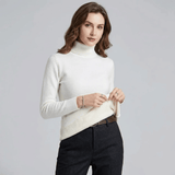 Suéter femenino de cuello alto con tejido de peluche Forglows