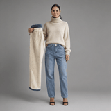 Pantalón vaquero de pierna ancha para mujer forrado de peluche Forglows + calcetines térmicos