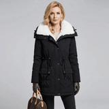 Parka femenina forrada con peluche y cuello alto Forglows