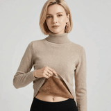 Suéter femenino de cuello alto con tejido de peluche Forglows