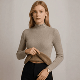 Suéter femenino de cachemira canalé con botones perlados Forglows