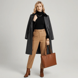 Blusa femenina de felpa y punto canalé con cuello alto Emma Forglows